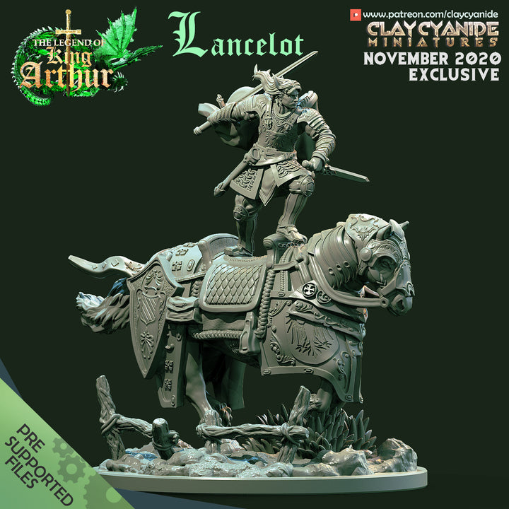 Lancelot unpainted resin character miniature by Clay Cyanide, 28-32mm DnD tabletop model.