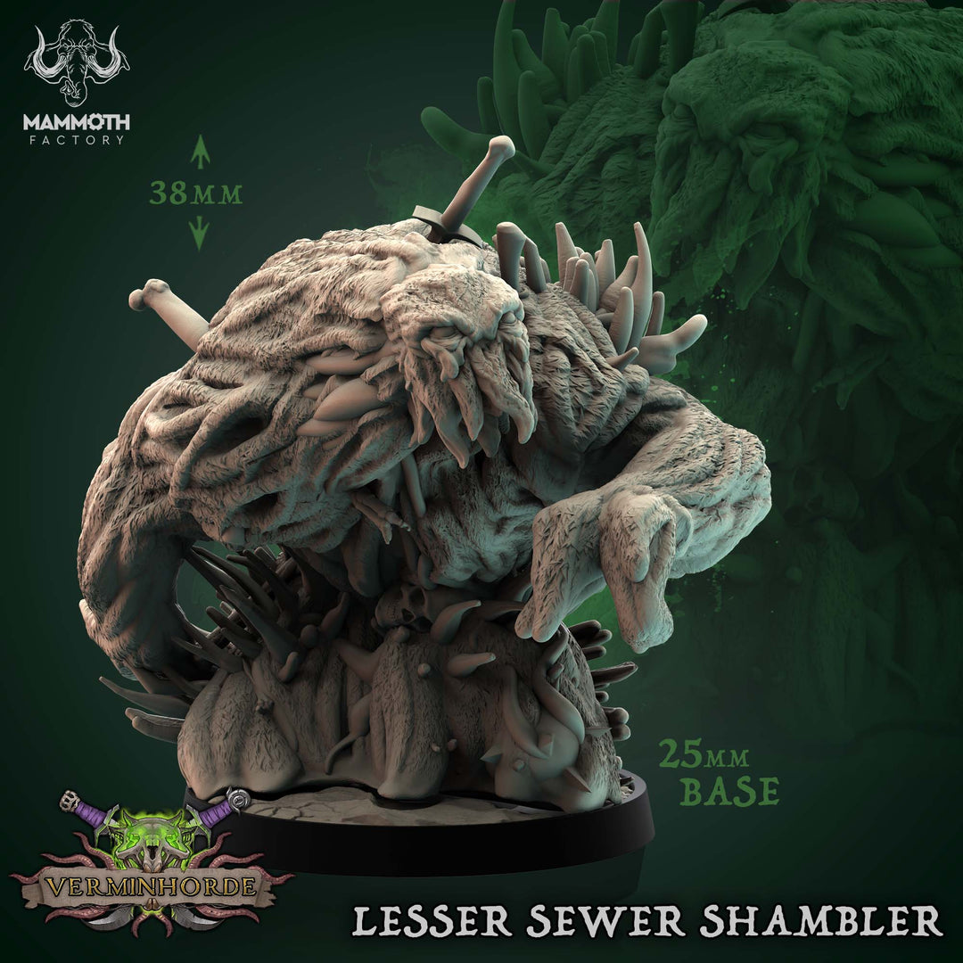 Verminhorde Lesser Sewer Shambler unpainted resin ratfolk miniature by Mammoth Factory, 28-32mm DnD tabletop model.