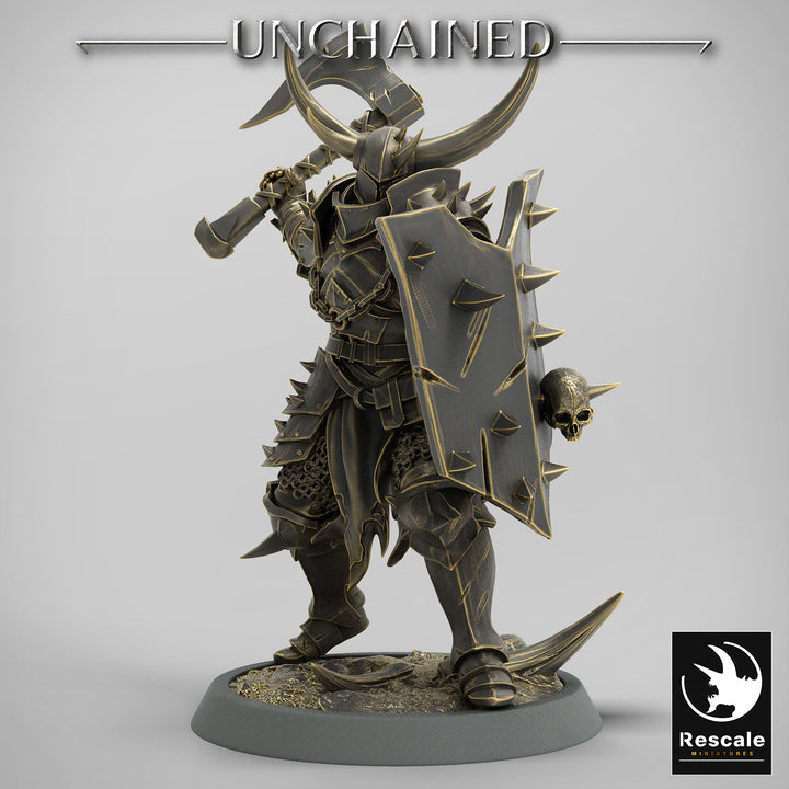 Unchained Infantry unpainted resin character miniature by Rescale Miniatures, 28-32mm DnD tabletop model.