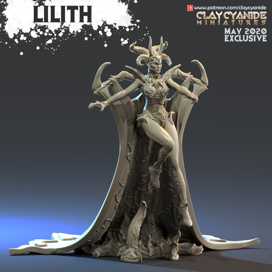 Lilith - Demon unpainted resin demon miniature by Clay Cyanide, 28-32mm DnD tabletop model.