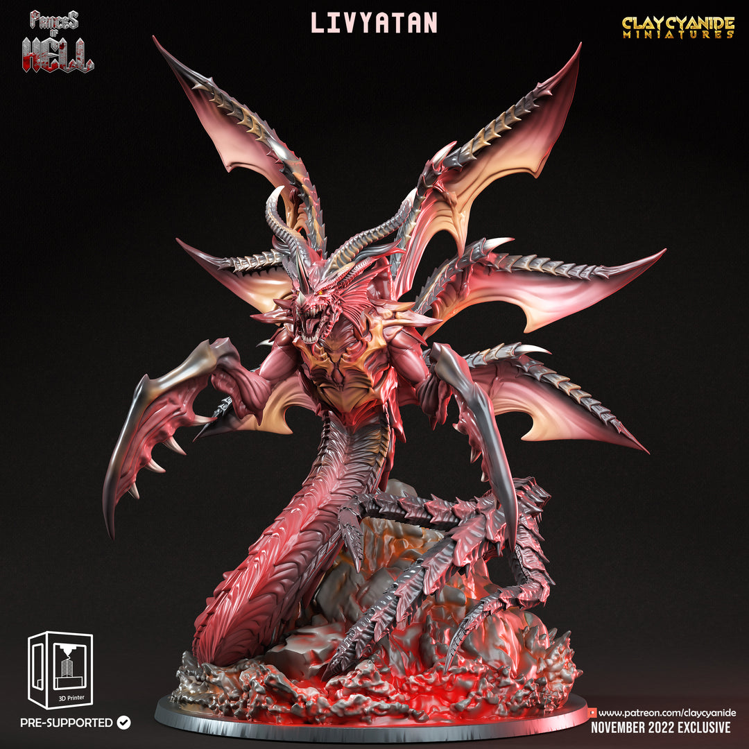 Livyatan - Monster unpainted resin fantasy centerpiece miniature by Clay Cyanide, 28-32mm DnD tabletop model.