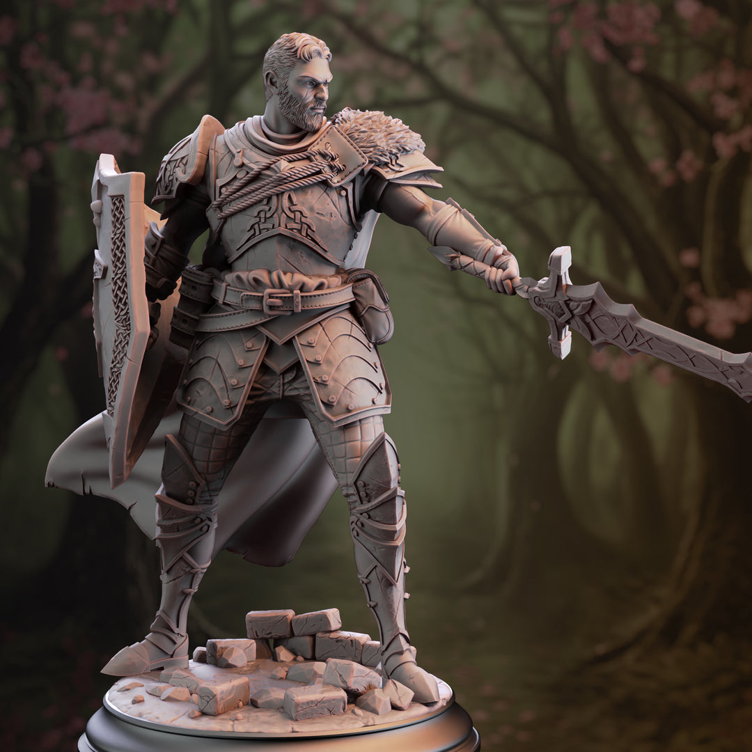 Nordic Nature Paladin - Lizarin unpainted resin paladin miniature by DM Stash, 28-32mm DnD tabletop model.