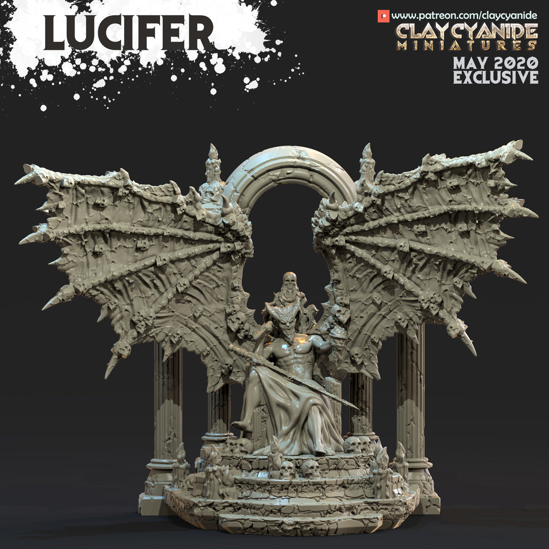 Lucifer - Demon unpainted resin demon miniature by Clay Cyanide, 28-32mm DnD tabletop model.