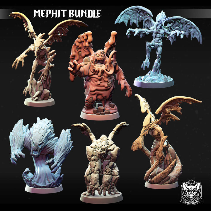Mephit Elemental Demons unpainted resin demon miniature by Dungeon Dog, 28-32mm DnD tabletop model.