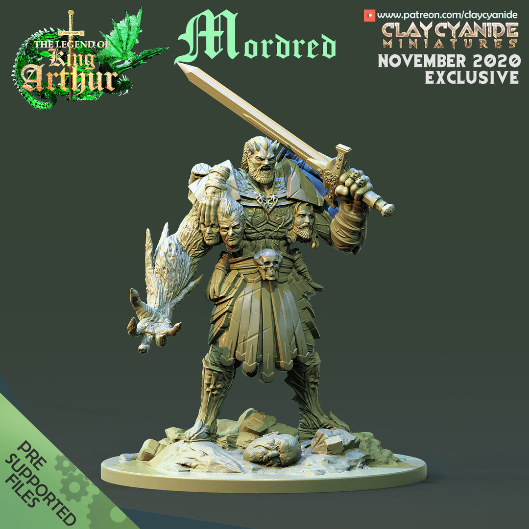 Mordred unpainted resin character miniature by Clay Cyanide, 28-32mm DnD tabletop model.
