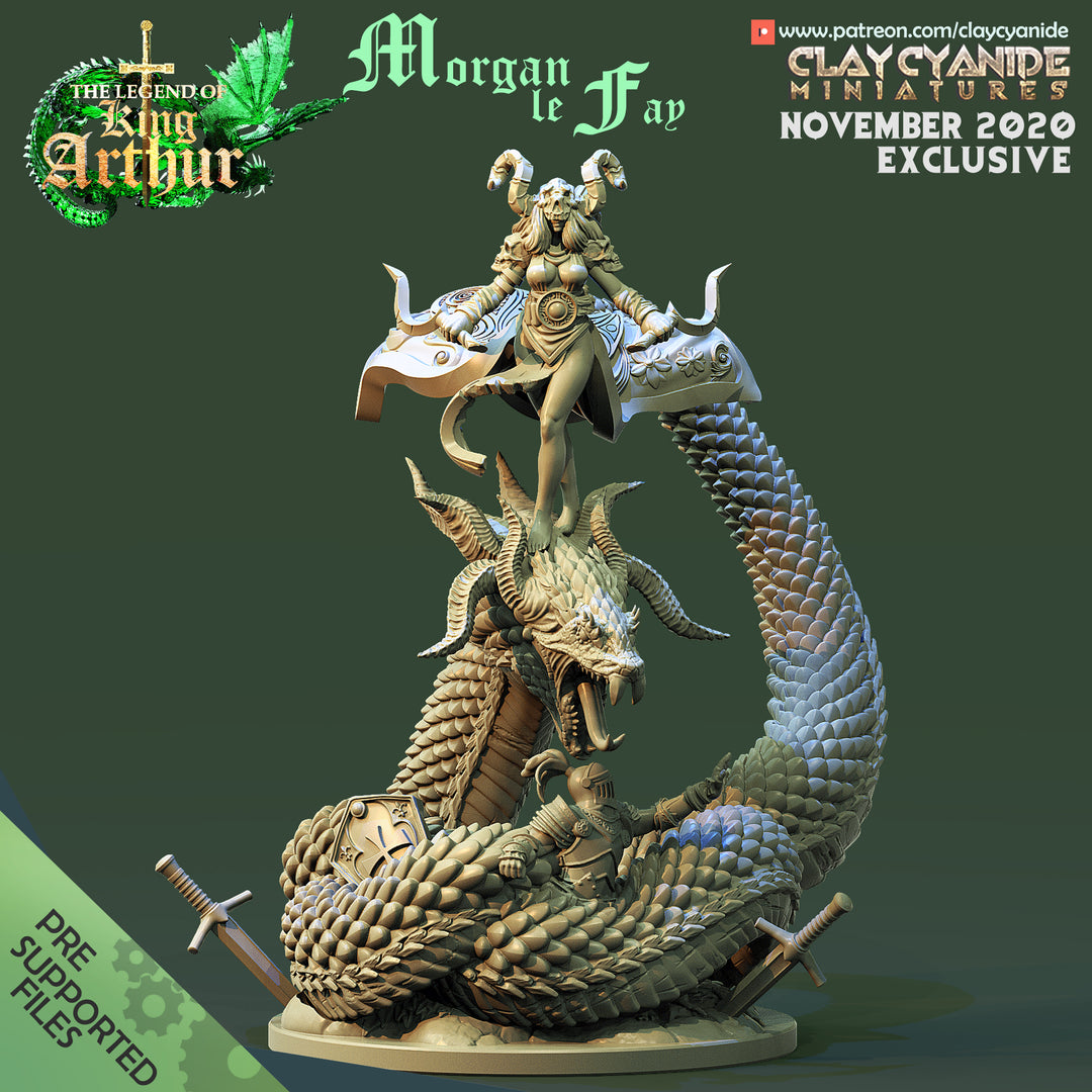 Morgan le Fay - Evil Sorceress unpainted resin sorcerer miniature by Clay Cyanide, 28-32mm DnD tabletop model.
