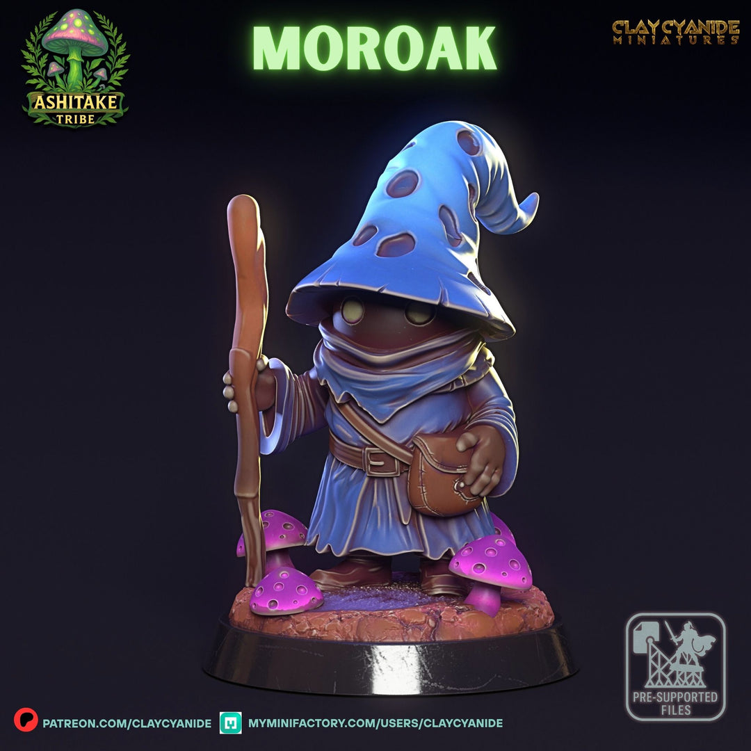 Mushroom Moroak unpainted resin elf miniature by Clay Cyanide, 28-32mm DnD tabletop model.
