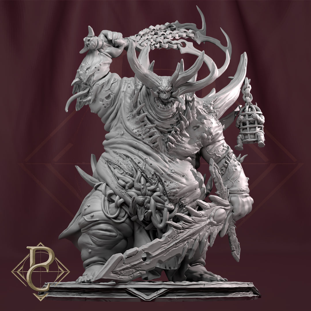 Avatar of Necrosis unpainted resin demon centerpiece miniature by Parasite Collectibles, 28-32mm DnD tabletop model.