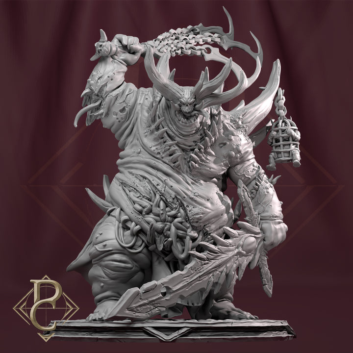 Avatar of Necrosis unpainted resin demon centerpiece miniature by Parasite Collectibles, 28-32mm DnD tabletop model.