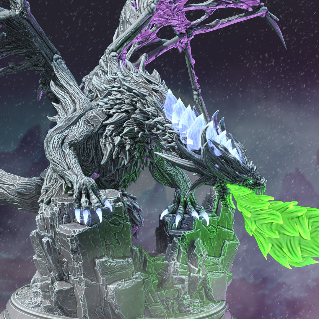 Undead Frost Dragon - Neverin unpainted resin dragon centerpiece miniature by DM Stash, 28-32mm DnD tabletop model.
