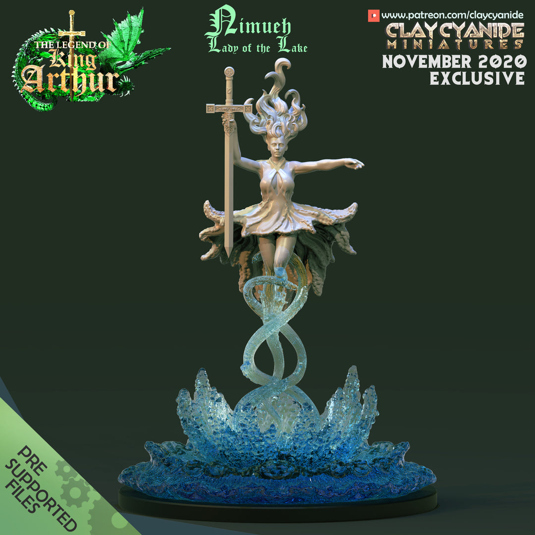 Lady of the Lake unpainted resin character miniature by Clay Cyanide, 28-32mm DnD tabletop model.