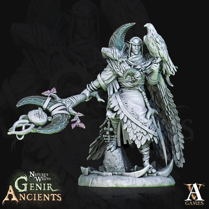 Grovebird Druids unpainted resin druid miniature by Archvillain Games, 28-32mm DnD tabletop model.