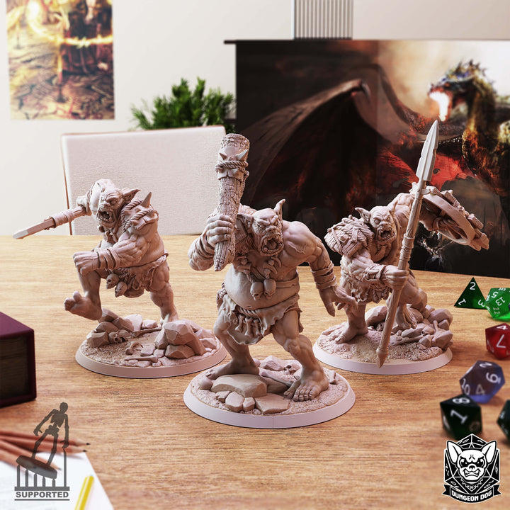 Ogre Pack unpainted resin orc miniature by Dungeon Dog, 28-32mm DnD tabletop model.