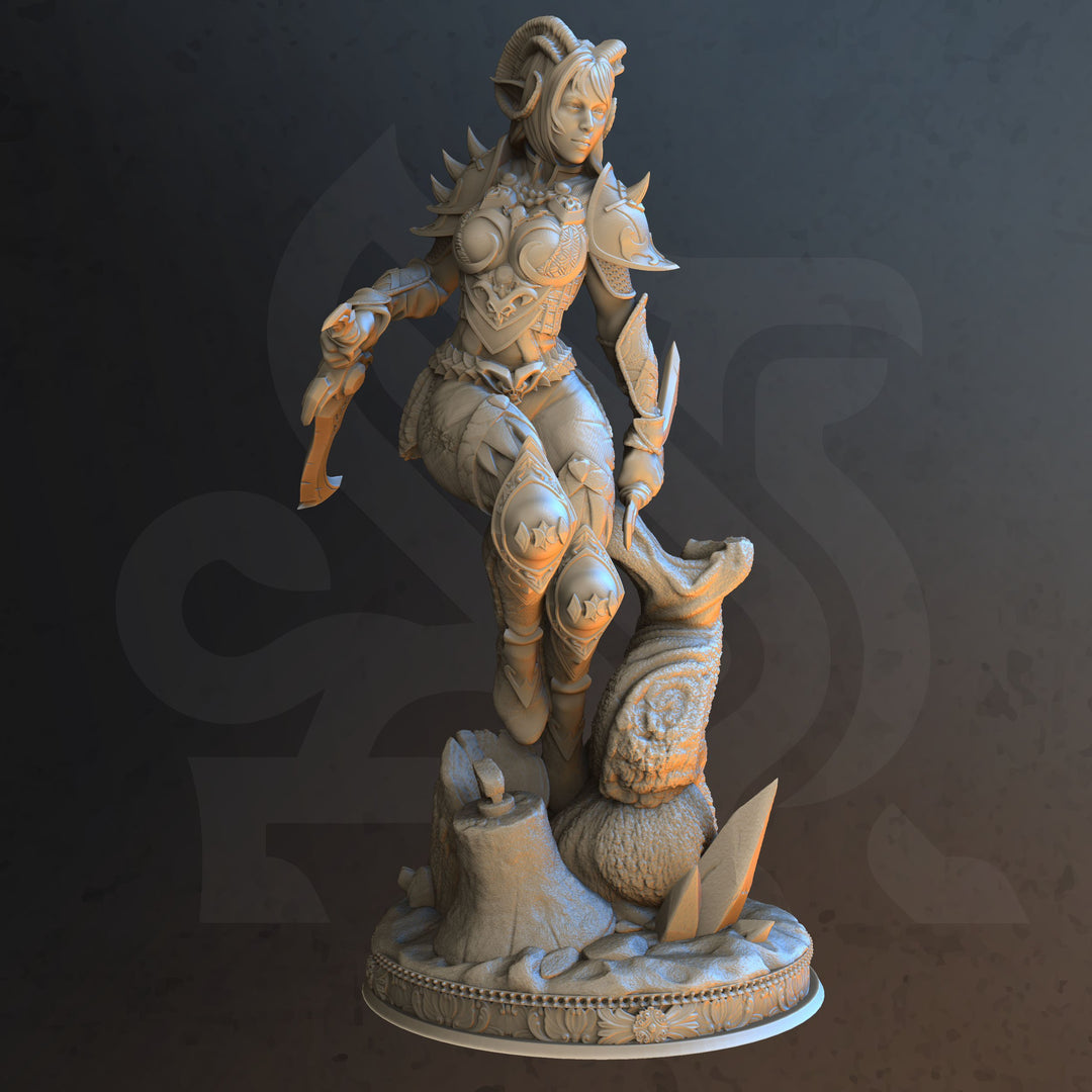 Master of Poisoned Talons - Orlena unpainted resin character miniature by DM Stash, 28-32mm DnD tabletop model.