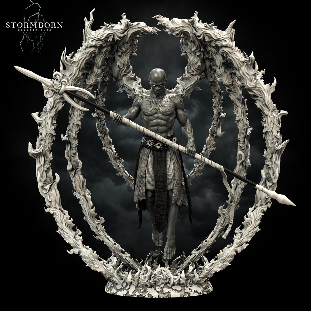 Oros, Angel of Destruction unpainted resin angel miniature by Stormborn Collectibles, 28-32mm DnD tabletop model.