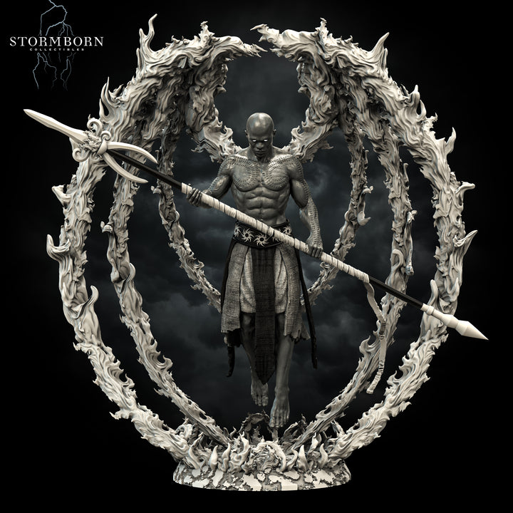 Oros, Angel of Destruction unpainted resin angel miniature by Stormborn Collectibles, 28-32mm DnD tabletop model.