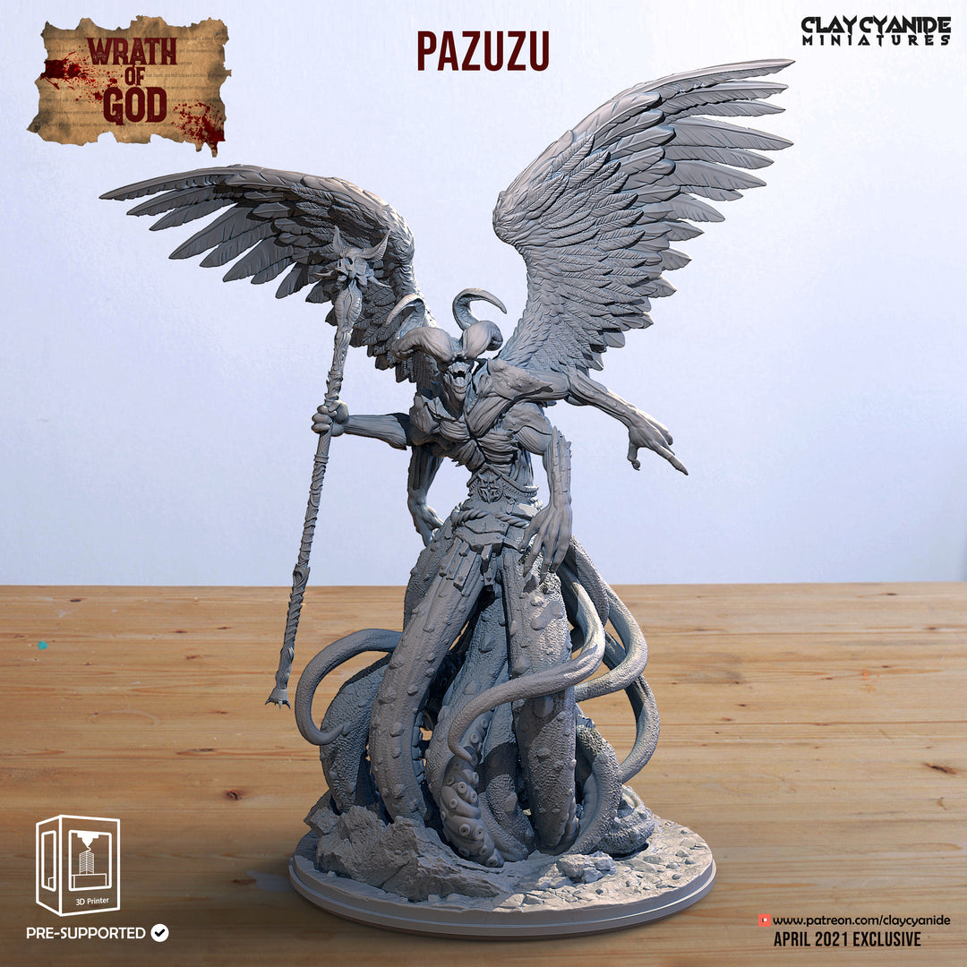 Pazuzu - Deity unpainted resin fantasy miniature by Clay Cyanide, 28-32mm DnD tabletop model.