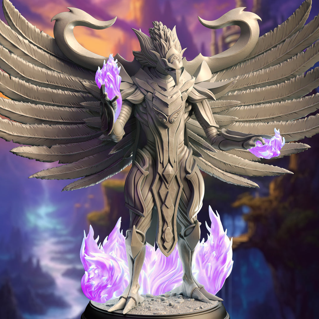 Arcane Phoenix Construct - Quisterian unpainted resin fantasy miniature by DM Stash, 28-32mm DnD tabletop model.