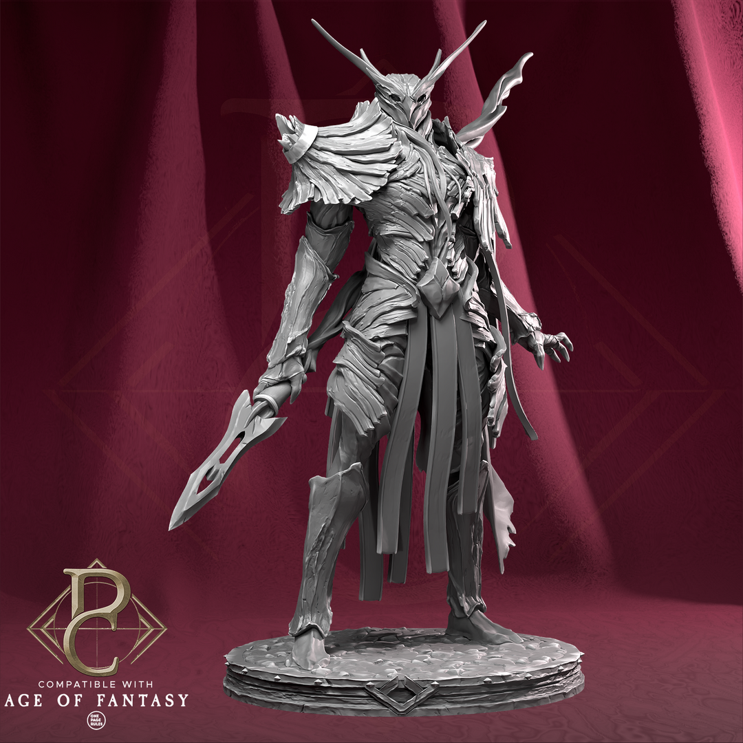 The Verdant Sentinel unpainted resin fantasy miniature by Parasite Collectibles, 28-32mm DnD tabletop model.