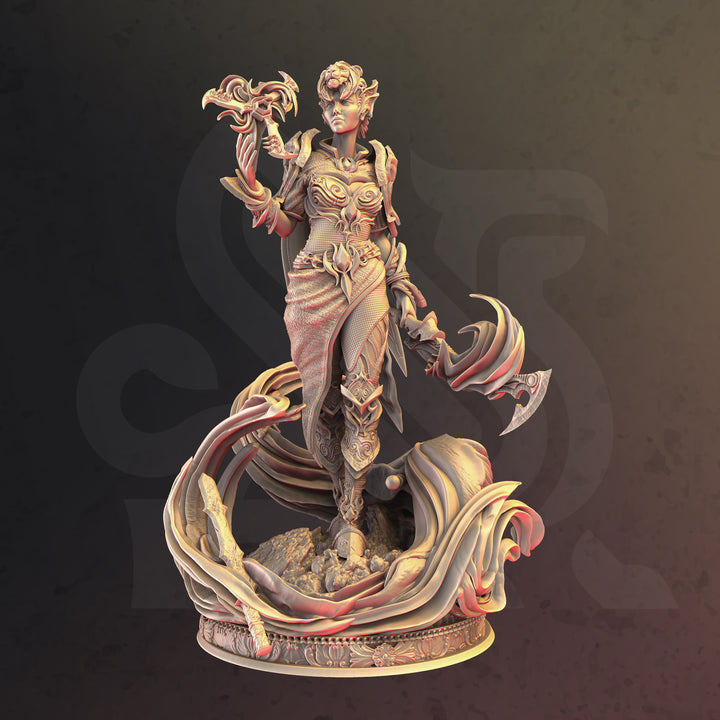 Elven Spellsword - Rylena unpainted resin elf miniature by DM Stash, 28-32mm DnD tabletop model.