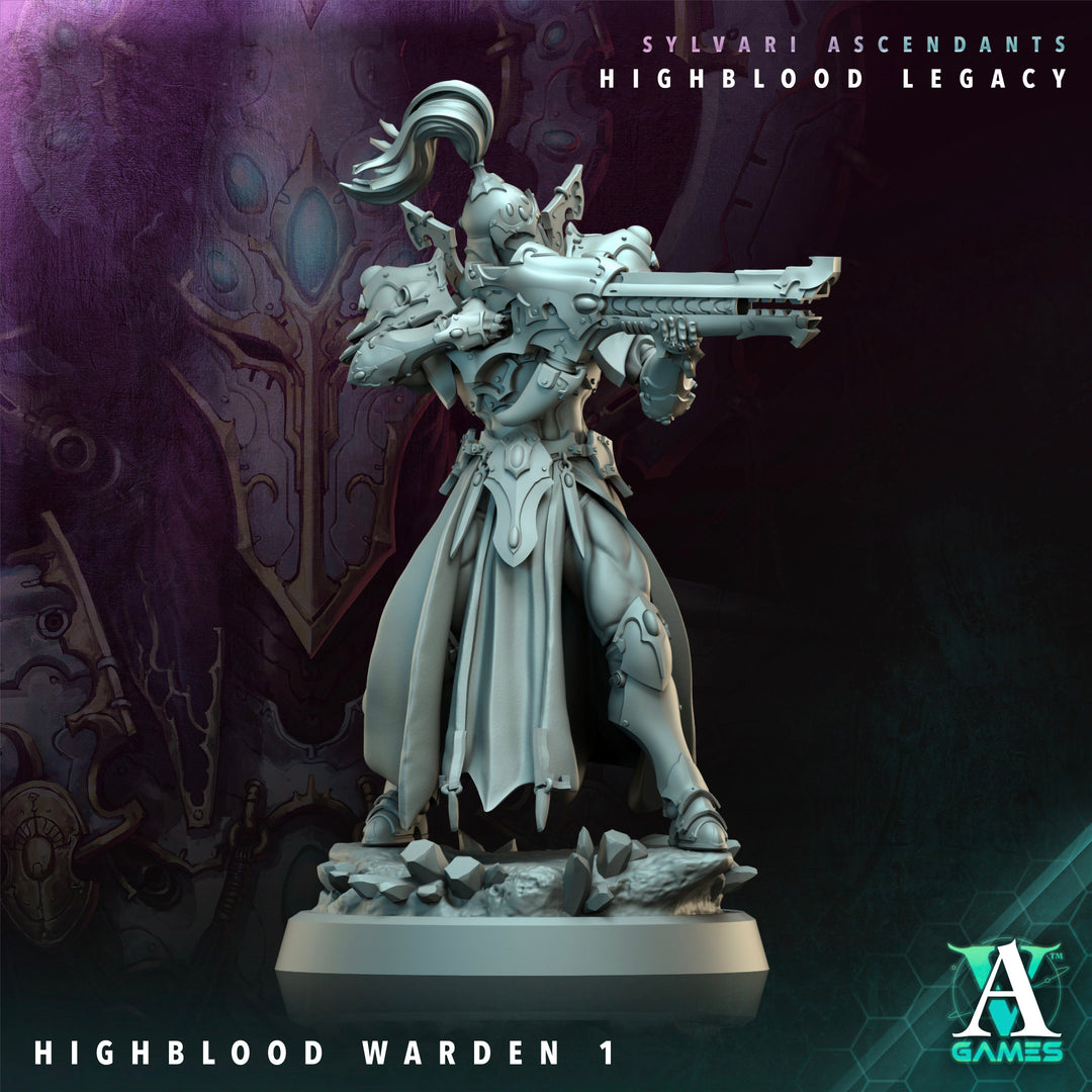 Highblood Wardens unpainted resin miniature by Archvillain Games, 28-32mm tabletop wargaming model.
