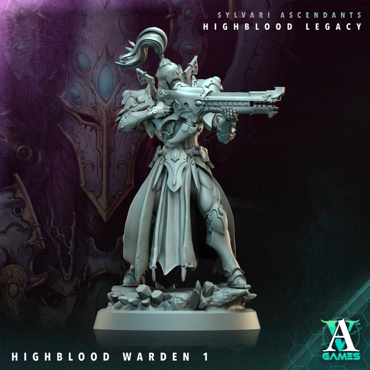 Highblood Wardens unpainted resin miniature by Archvillain Games, 28-32mm tabletop wargaming model.