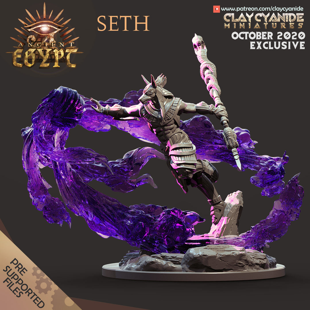Seth - Egyptian God unpainted resin fantasy centerpiece miniature by Clay Cyanide, 28-32mm DnD tabletop model.