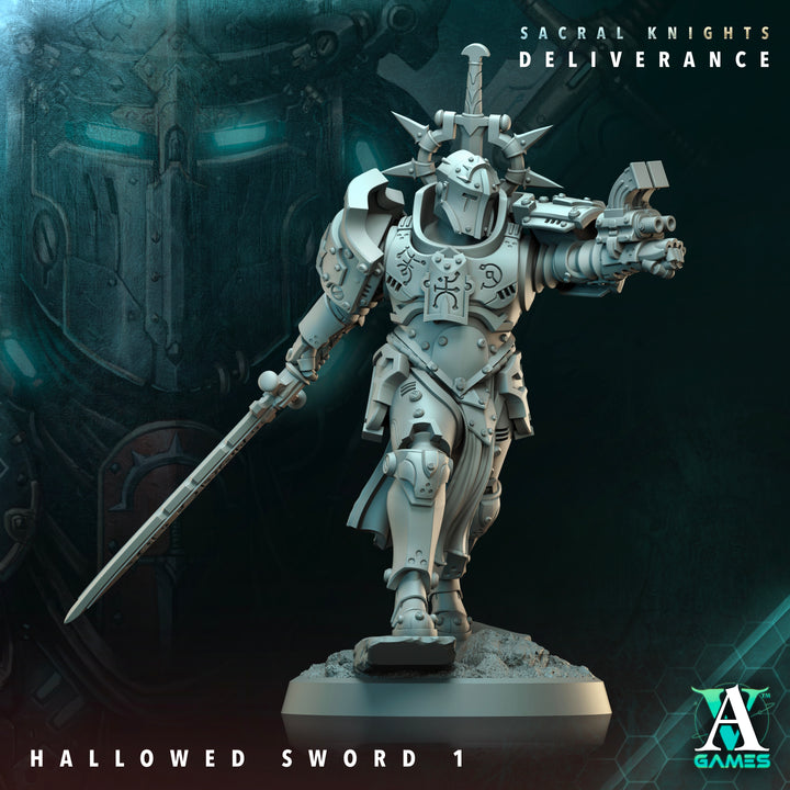 Hallowed Swords unpainted resin character miniature by Archvillain Games, 28-32mm tabletop wargaming model.