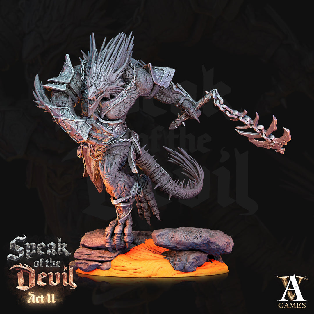 Terebrian Devil unpainted resin demon miniature by Archvillain Games, 28-32mm DnD tabletop model.