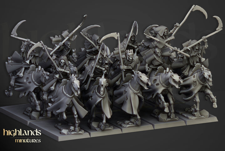 Spectral Cavalry unpainted resin undead miniature by Highlands Miniatures, 28-32mm DnD tabletop model.