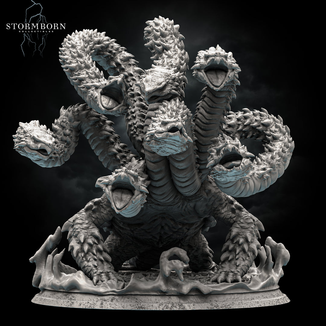 Snapping Turtle Hydra unpainted resin fantasy centerpiece miniature by Stormborn Collectibles, 28-32mm DnD tabletop model.