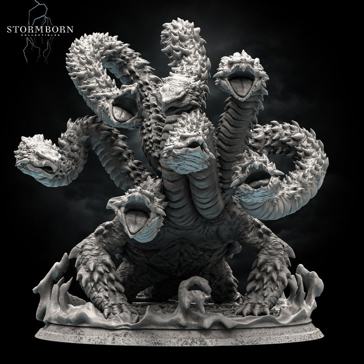 Snapping Turtle Hydra unpainted resin fantasy centerpiece miniature by Stormborn Collectibles, 28-32mm DnD tabletop model.