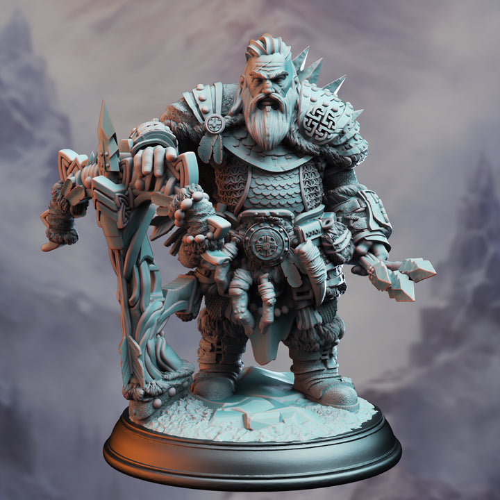 Dwarf Monster Slayer Ranger - Telnam Gnik unpainted resin dwarf miniature by DM Stash, 28-32mm DnD tabletop model.