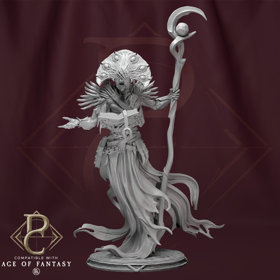 The Sorcerer unpainted resin demon miniature by Parasite Collectibles, 28-32mm DnD tabletop model.