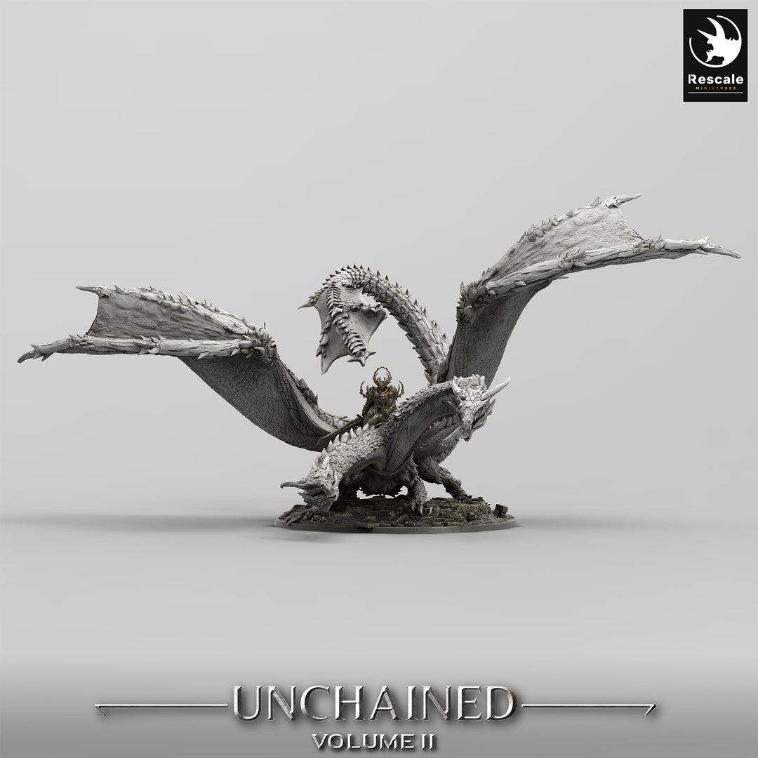 Dragon Bialmuth unpainted resin dragon centerpiece miniature by Rescale Miniatures, 28-32mm DnD tabletop model.