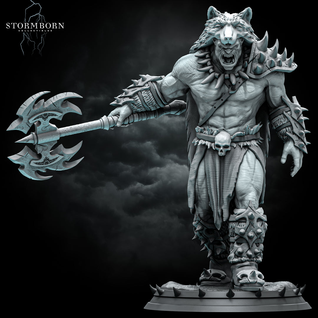 Ushnar, The Ruthless unpainted resin character miniature by Stormborn Collectibles, 28-32mm DnD tabletop model.
