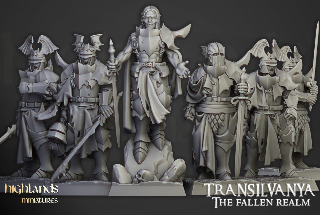 Vampire Neophytes unpainted resin vampire miniature by Highlands Miniatures, 28-32mm DnD tabletop model.