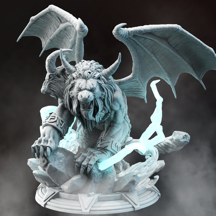 Lighting Chimera - Vilamin unpainted resin fantasy miniature by DM Stash, 28-32mm DnD tabletop model.