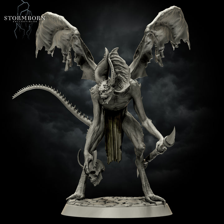 Vyrkol Demon unpainted resin demon miniature by Stormborn Collectibles, 28-32mm DnD tabletop model.