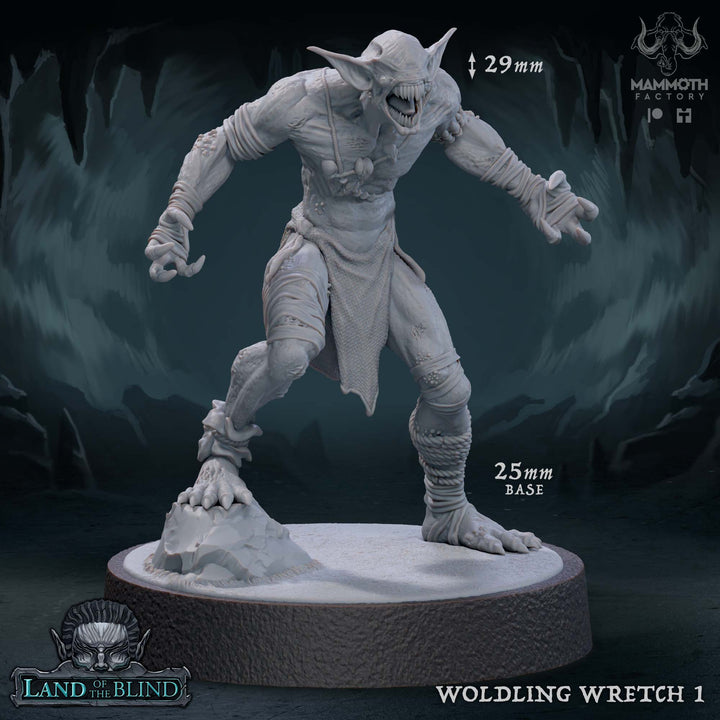 Woldling Wretches unpainted resin fantasy miniature by Mammoth Factory, 28-32mm DnD tabletop model.