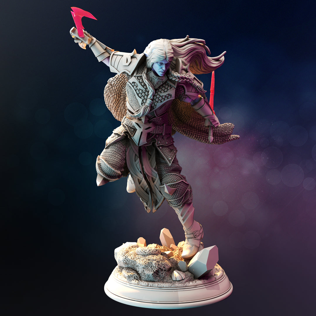 Drow Underdark Ranger - Xandir unpainted resin elf miniature by DM Stash, 28-32mm DnD tabletop model.