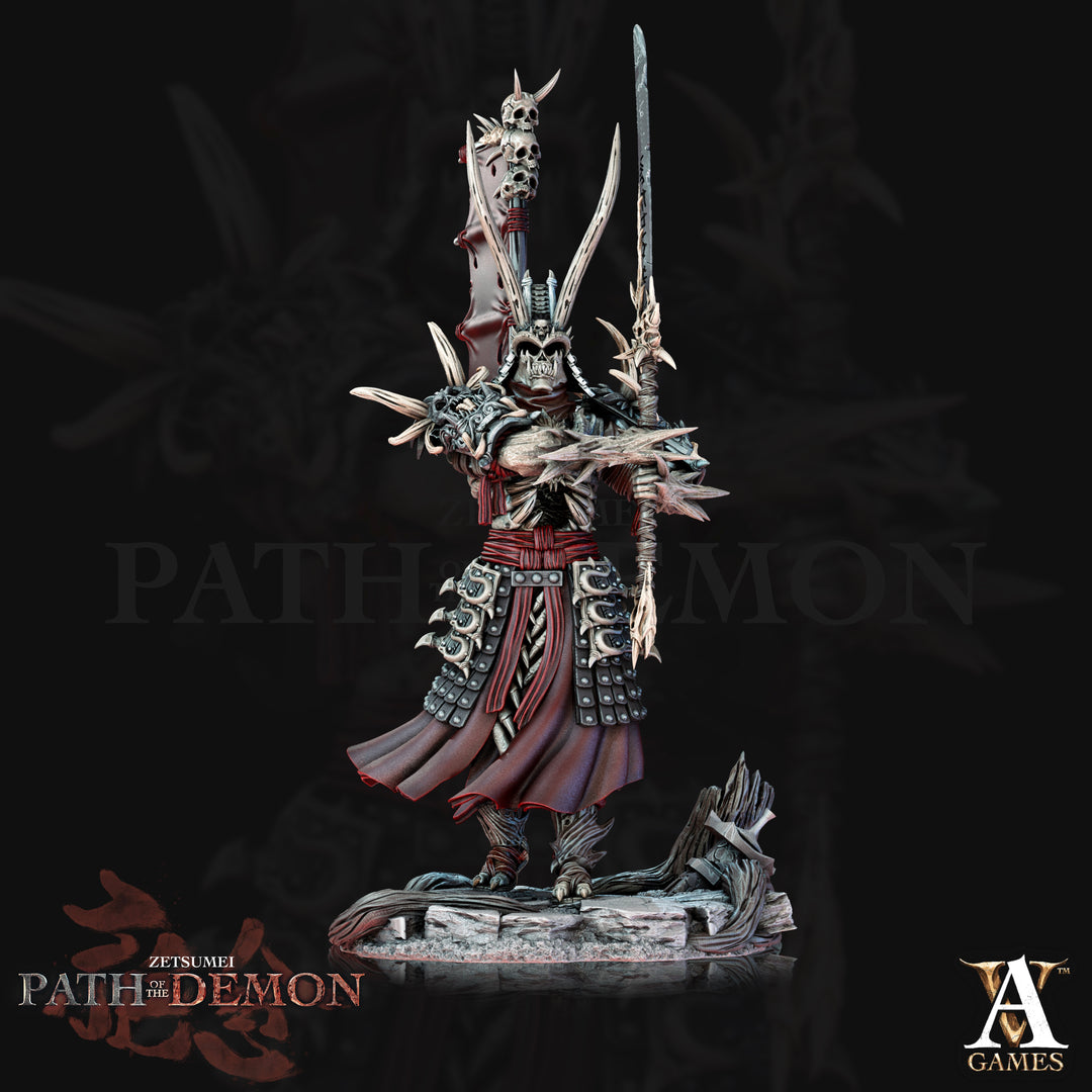 Dai Gaikotsu Senshi - Oriental Demons unpainted resin demon miniature by Archvillain Games, 28-32mm DnD tabletop model.