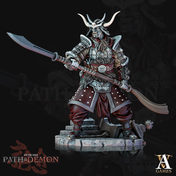 Ire Senshi - Oriental Demons unpainted resin demon miniature by Archvillain Games, 28-32mm DnD tabletop model.