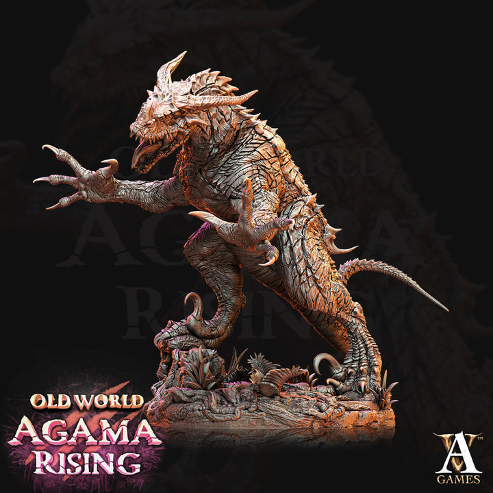 Fleshripper, Scion of Ziskal unpainted resin lizardfolk miniature by Archvillain Games, 28-32mm DnD tabletop model.