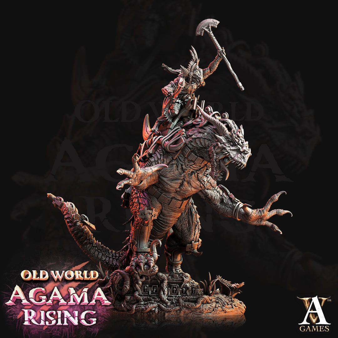 Mankutter, Fleshripper Rider unpainted resin lizardfolk miniature by Archvillain Games, 28-32mm DnD tabletop model.