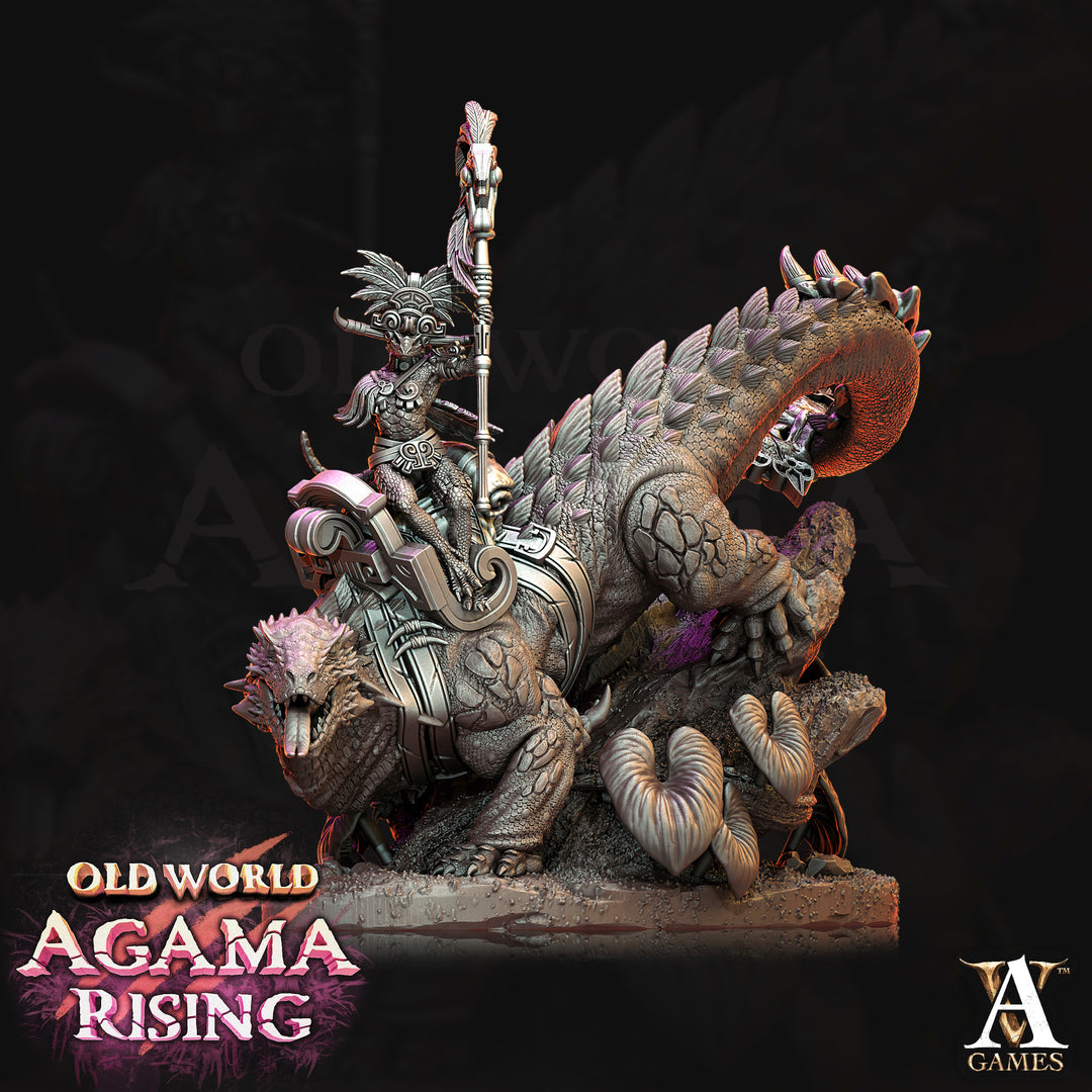 Mato Riders unpainted resin lizardfolk miniature by Archvillain Games, 28-32mm DnD tabletop model.