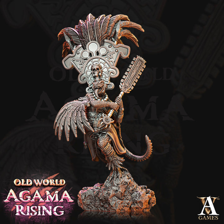 Agama Sundancers unpainted resin lizardfolk miniature by Archvillain Games, 28-32mm DnD tabletop model.