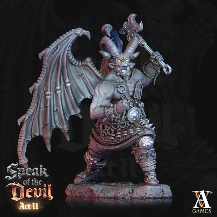 Rathenites unpainted resin demon miniature by Archvillain Games, 28-32mm DnD tabletop model.